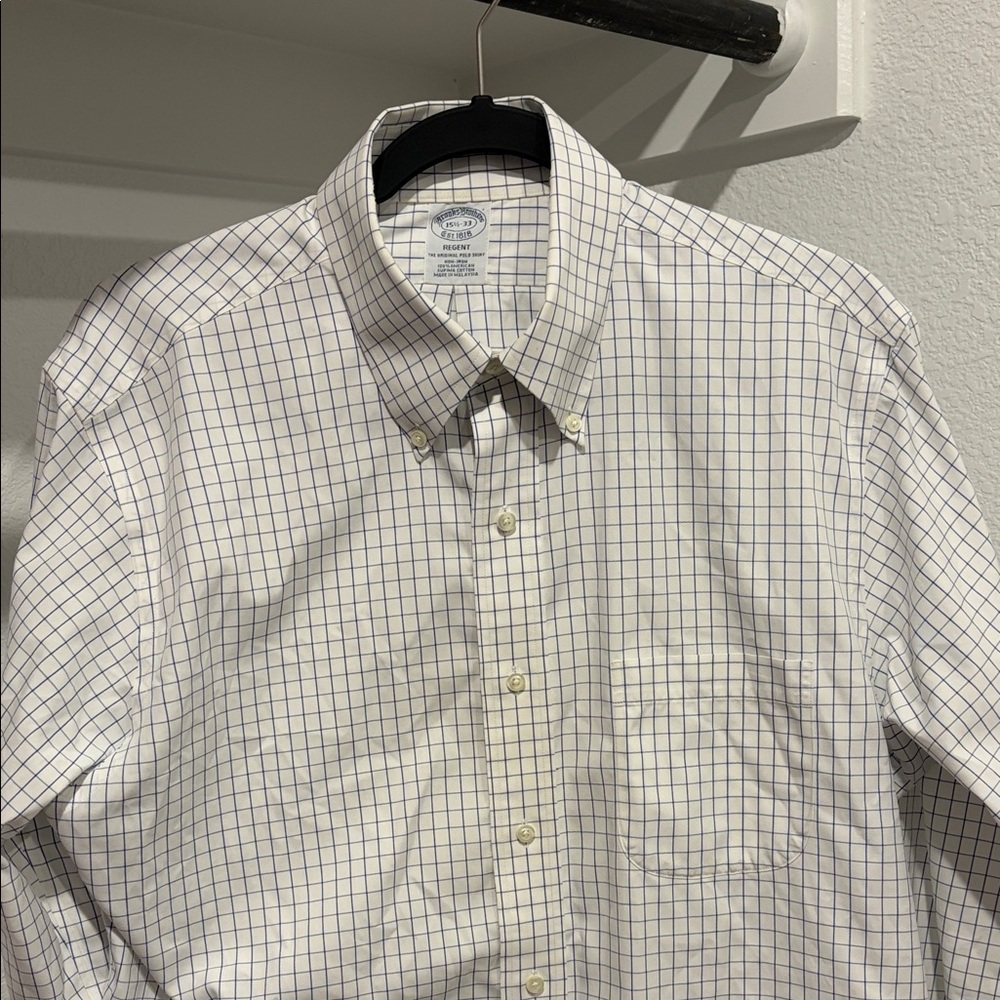 Brooks Brothers White and Blue Checkered Shirt